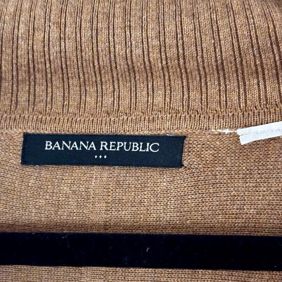 Banana Republic Oversized Knit Poncho Sweater Camel Quarter Zip Pre-Loved - Picture 10 of 12